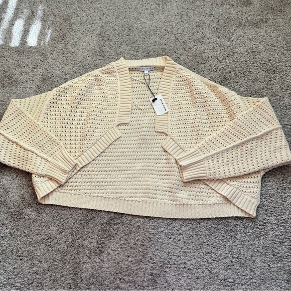 NWT Miou Muse Cream Open-Knit Cardigan - Picture 5 of 11